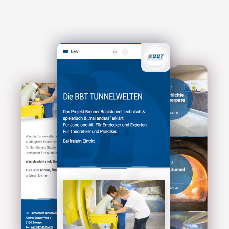 Responsive Website für BBT Tunnelwelten - Brenner Basistunnel Responsive Website für BBT Tunnelwelten - Brenner Basistunnel