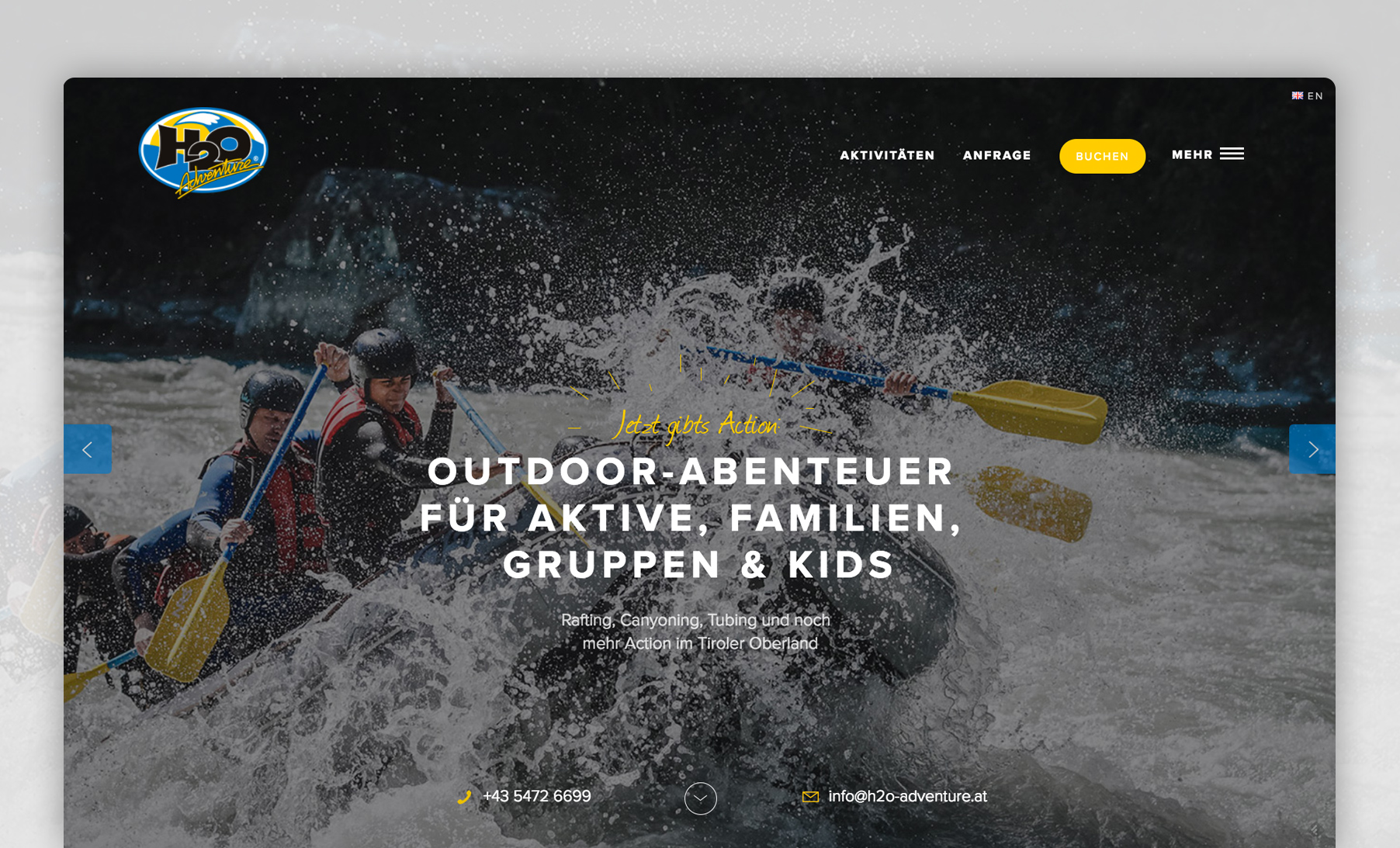 Neue Website (Webdesign, Programmierung) für H2O Adventures von Zmart Zangerl Martin. Neue Website (Webdesign, Programmierung) für H2O Adventures von Zmart Zangerl Martin.